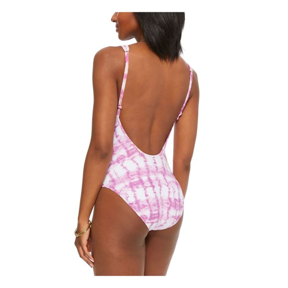 BAR III Women's Purple Plunging V-Neck Open Back V-Wire One Piece Swimsuit S - Picture 2 of 2